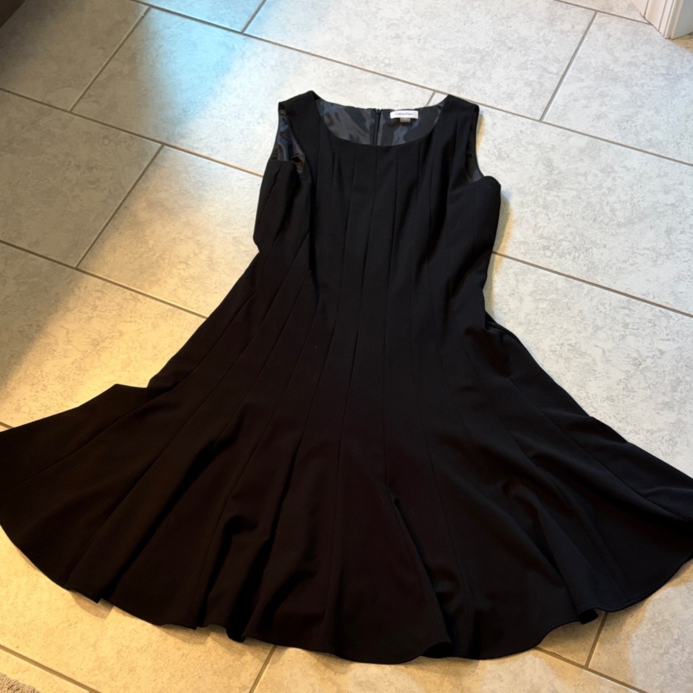 Calvin Klein Black Sleeveless Midi Fit-and-Flare Dress